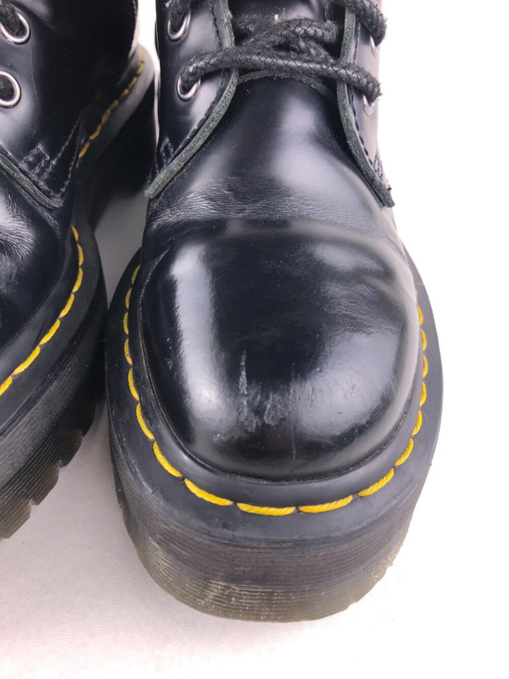 Dr. Martens Jadon Black Leather Platform Combat Boots 7 - Picture 14 of 15
